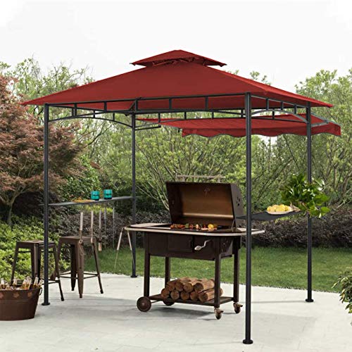 Double Tiered Grill Gazebo 11X 5, Outdoor BBQ Patio Canopy Tent with Stretchable Side Awning