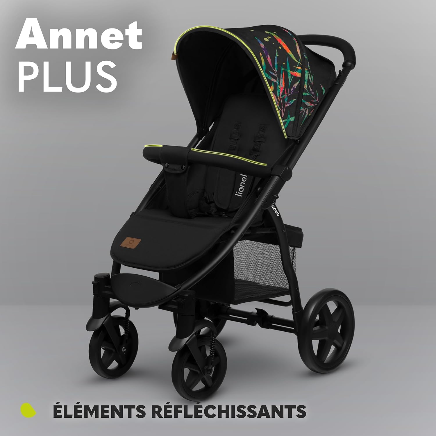 LIONELO Annet Plus poussette bebe à 22 kg, auvent avec fenêtre, roues EVA, chancelière moustiquaire porte-gobelet, réglage du dossier jusqu’à la position couchée (Dreamin, PLUS)