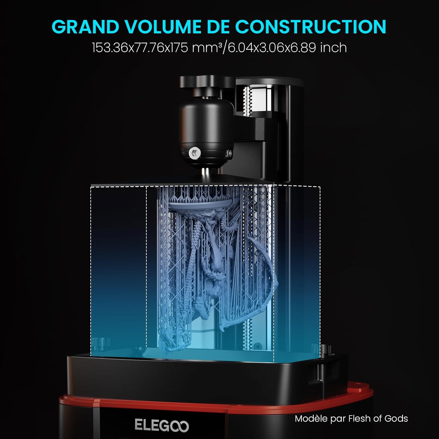 ELEGOO Mars 5 Ultra Imprimante 3D Résine 9K, Impression à Haute Vitesse 150mm/h, Nivellement Automatique, Détection Intelligente, Transfert Wi-Fi, Taille d'Impression 153.36 x 77.76 x 165 mm³