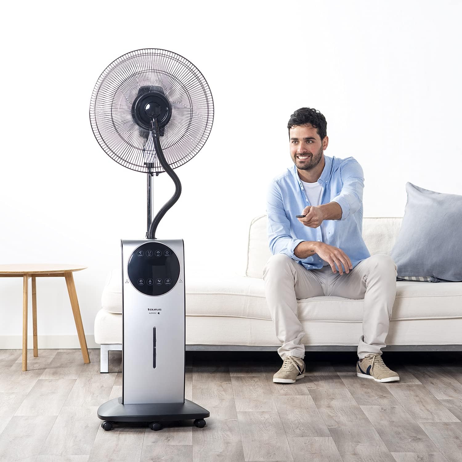 Taurus VB02 - Ventilateur brumisateur 90W, climatiseur, 3 vitesses et 3 modes, 90 W, 70° dʼoscillation, minuterie 12 h