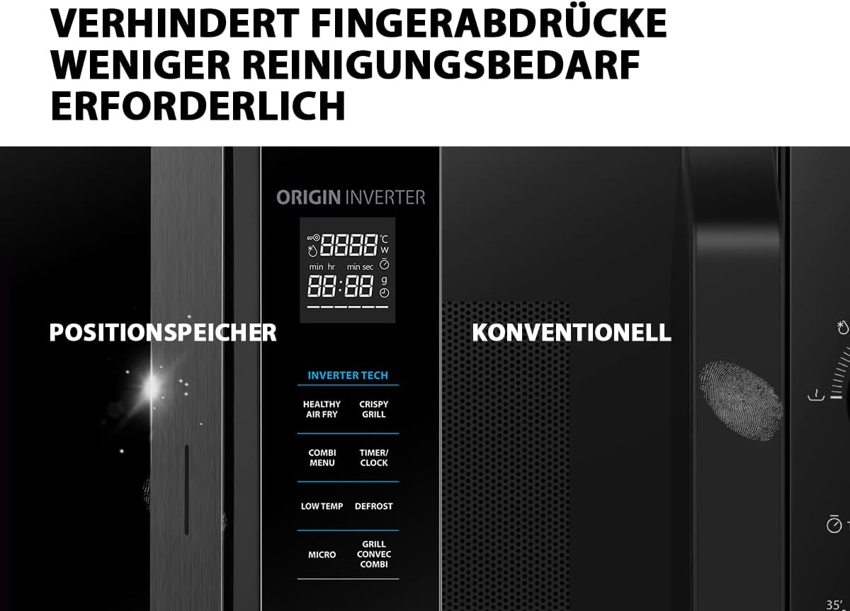 Toshiba Four à micro-ondes 4-en-1 25L MV-TC25T(BK), Technologie Origin Inverter, Micro-ondes avec friteuse à air chaud & Air chaud & Grill & Fonction Combi, 2100 W, Noir