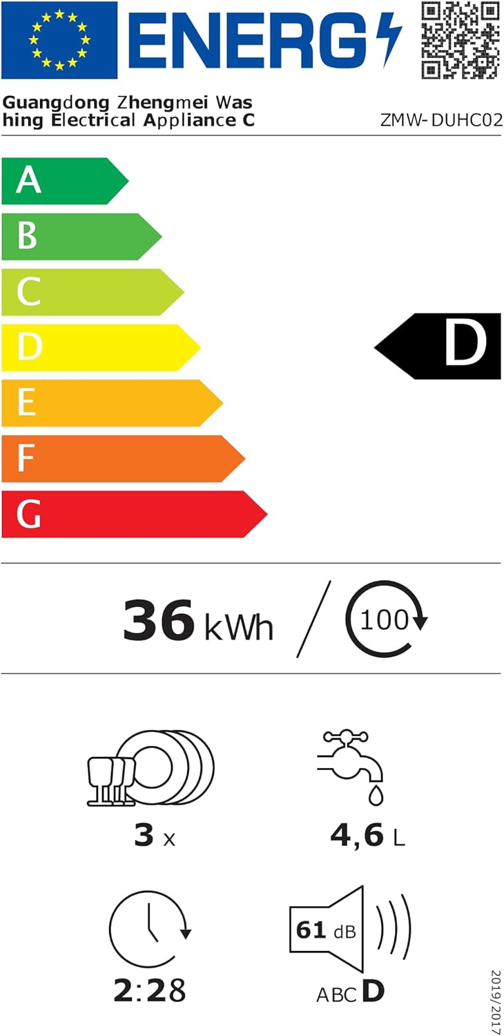 YU YUSING Mini Lave-vaisselle Compact 45cm avec 6 Programmes 4 Couverts, Petit Lave-vaisselle Sans ou Avec Arrivée d'Eau, Portable, Réservoir d'Eau 5L, Commande Tactile, Écran LED