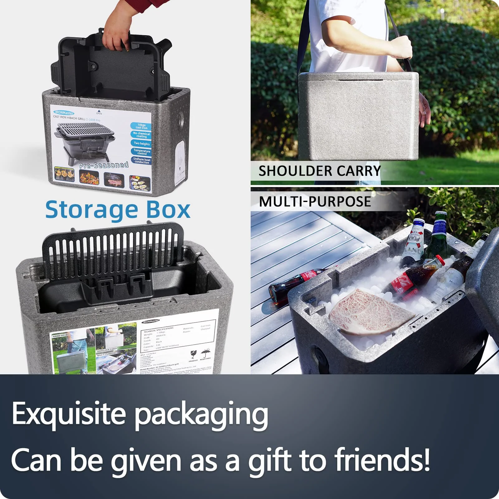 IronMaster Hibachi Grill Outdoor, Small Portable Charcoal Grill