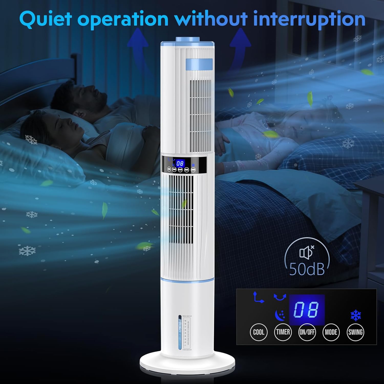 Lofrritp Climatiseur Mobile Silencieux Portable,Rafraîchisseur d'air 360°Oscillation,24H Minuteries,65W,3 Vitesses,4 Modes,avec Télécommande pour Chambre,Bureau,Cuisine