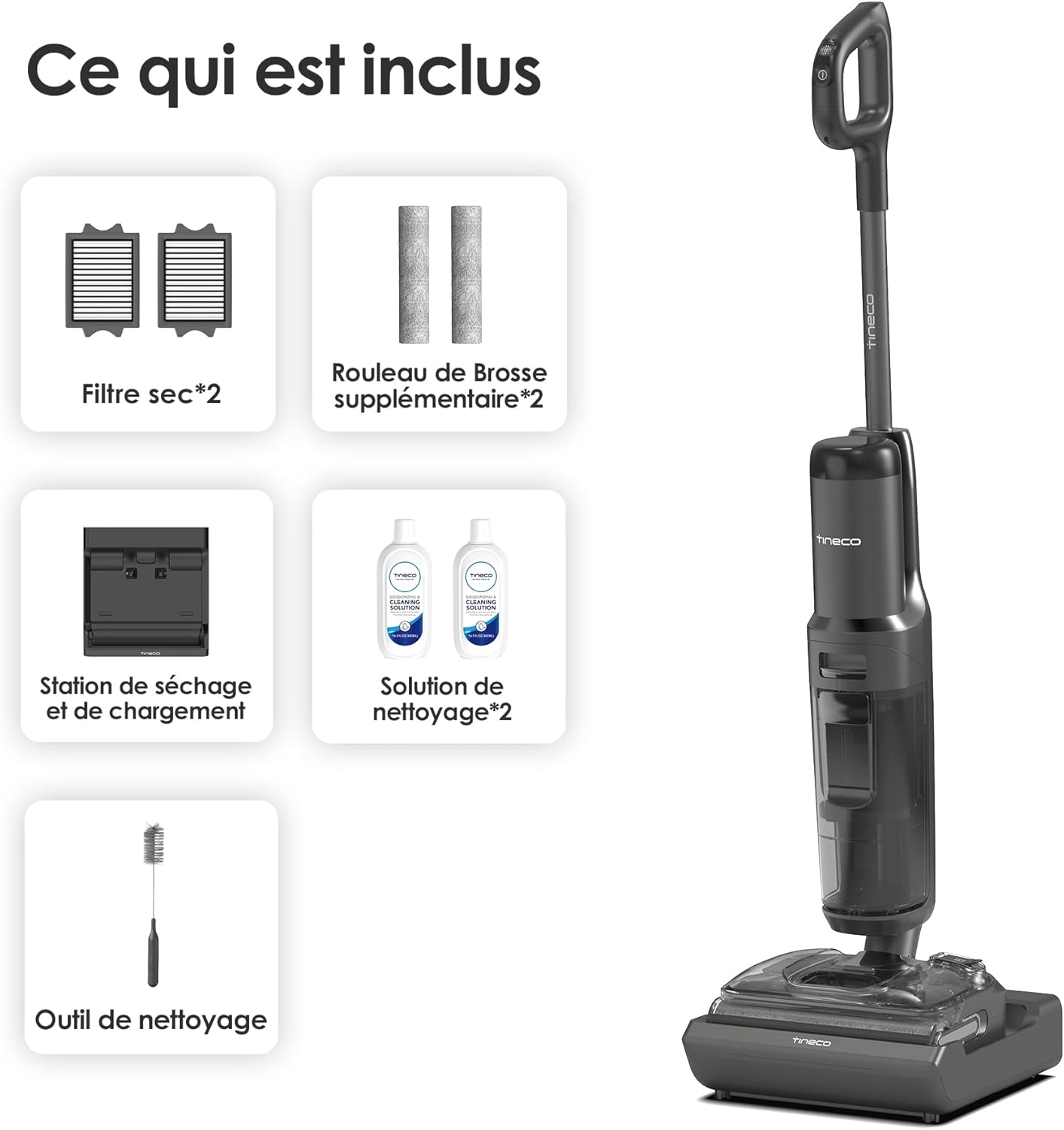 Tineco Floor One S7 Pro/S7 Series Aspirateur Laveur Sec Et Humide Intelligent sans Fil pour Sols Durs, Écran Digital LED, Grande Autonomie, Parfait pour Les Tâches Tenaces et Les Poils d’Animaux