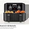 Chefman TurboFry Touch Dual Air Fryer, Maximize The Healthiest Meals With Double Basket Capacity, One-Touch Digital Controls And Shake Reminder For The Perfect Crispy And Low-Calorie Finish