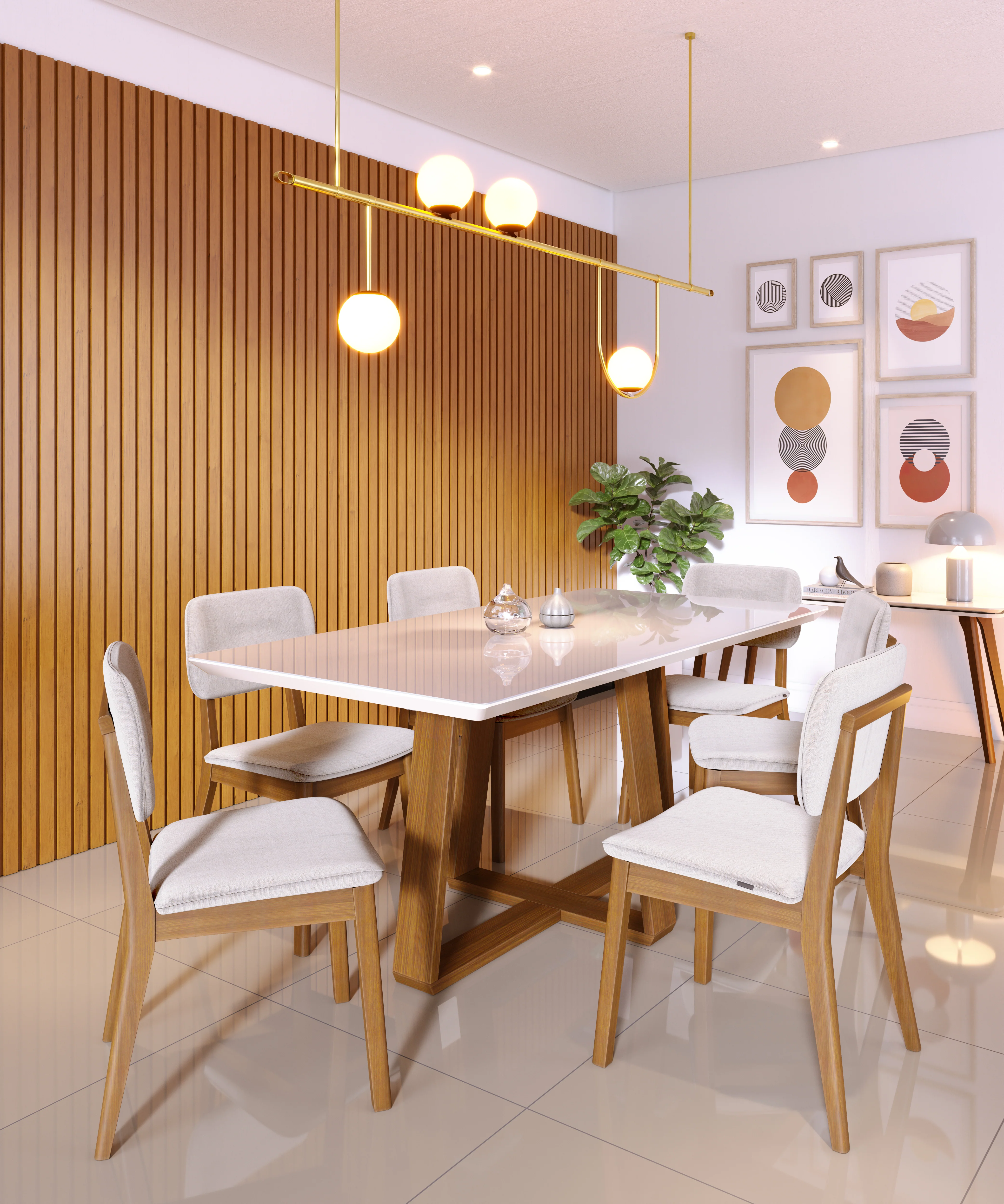 TABLE A MANGER MESA WOOD 1.8 C/VIDRO RETANGULAR OFF WHITE NATURE 711