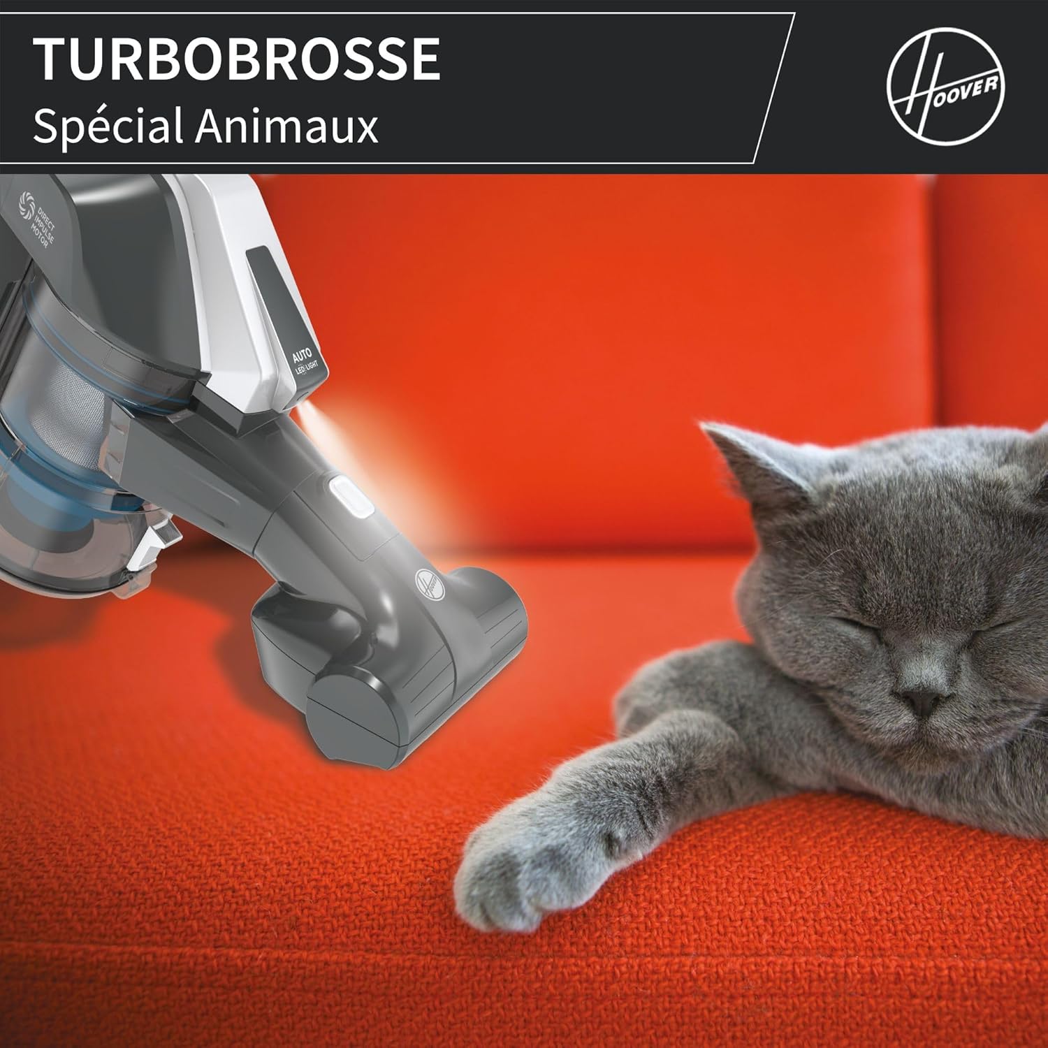 Hoover HF522STP Aspirateur Balai sans Fil Puissant, Grande Autonomie, Rangement Compact, Electrobrosse Anti-emmêlement LED, Turbobrosse Spéciale Animaux, Charge Rapide,Position Park&Go, Bleu Skyfall