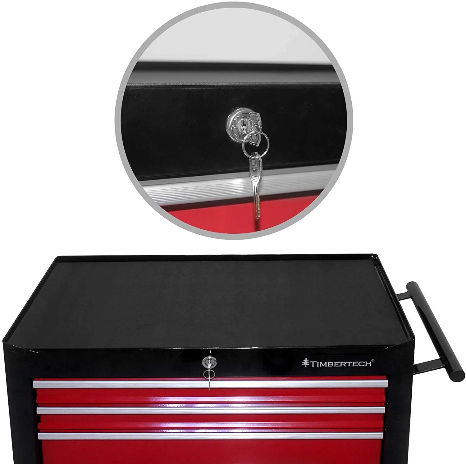 Chariot à outils 4 roulettes 2 avec frein en acier servante d atelier caisse à outils amovible 77,5 cm rouge noir 01_0000447