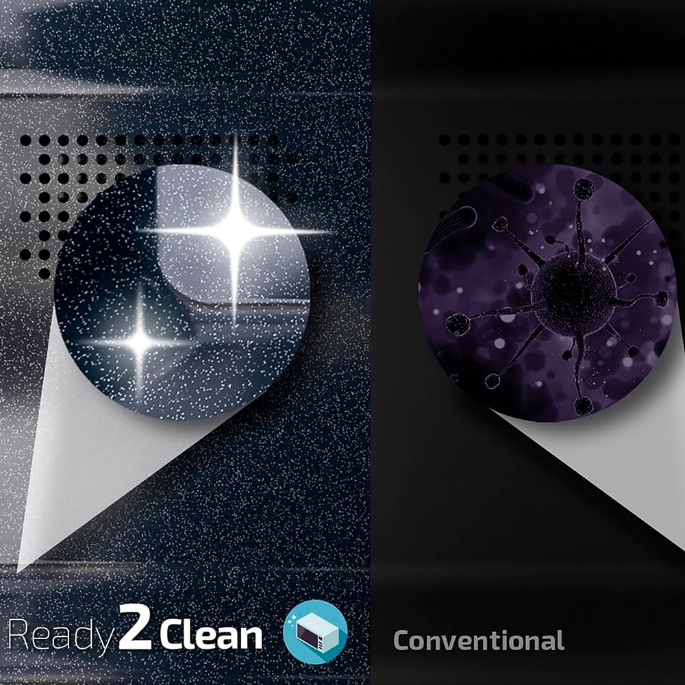 Cecotec Four à micro-ondes ProClean 9110 FullINOX avec grill 1000 W, 30 litres, 5 niveaux de puissance, 8 programmes, minuterie de 60 minutes, revêtement Ready2Clean, design avant miroir