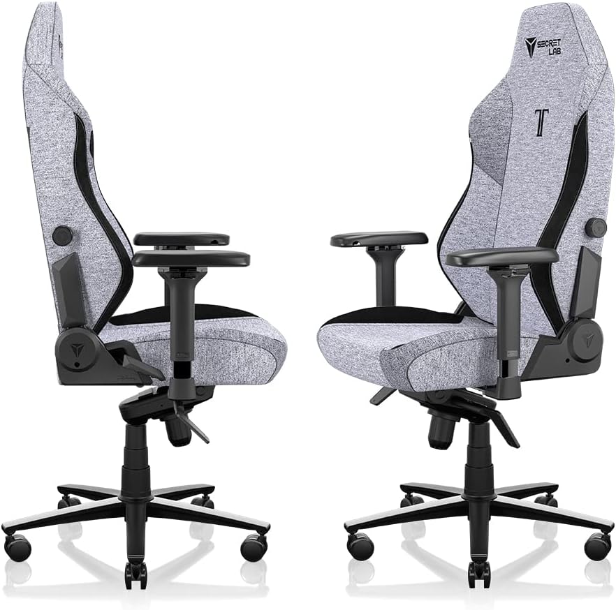 Secretlab Chaise Gaming Titan Evo Cookies & Cream - Ergonomique, Confortable et Inclinable avec Accoudoirs 4D, Appui-Tête Magnétique et Support Lombaire Intégré à 4 Directions - Gris - Tissu