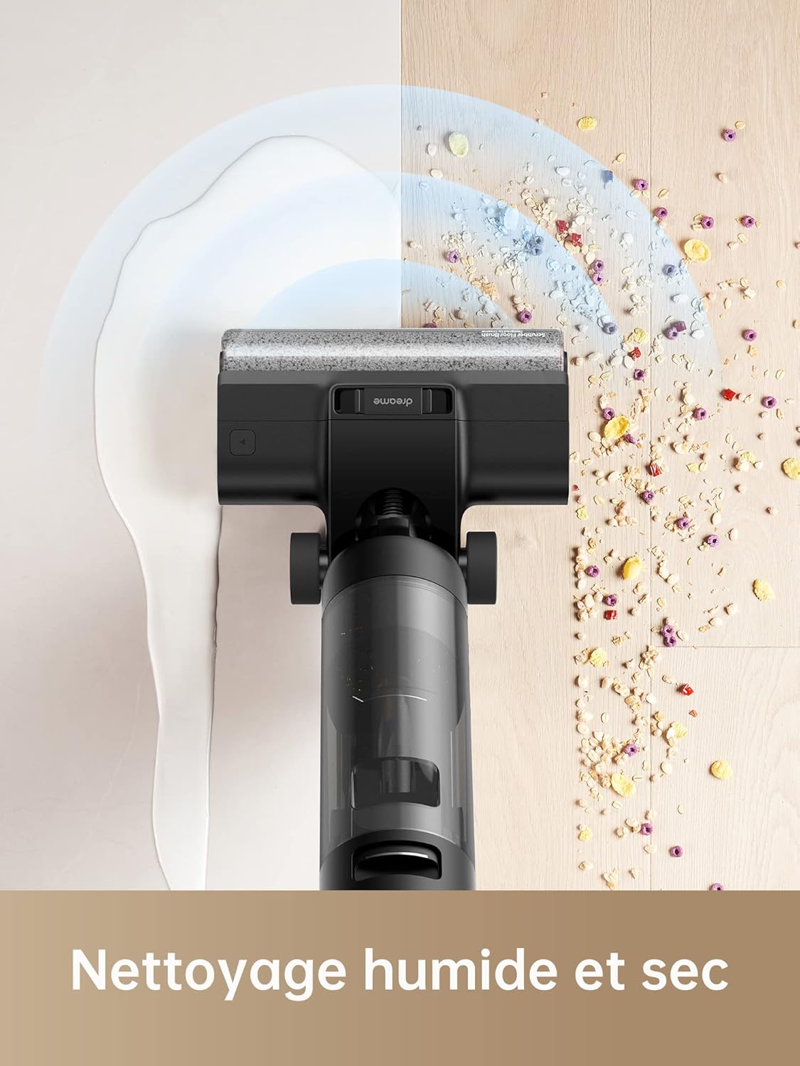 DREAME H12 Pro Aspirateur Eau et Poussière Intelligent Sec et Humide sans Fil, Séchage àl'air Chaud, Nettoyage des Bords, Réservoir Eau 900 ML, Autonomie de 35 Min, Écran LED