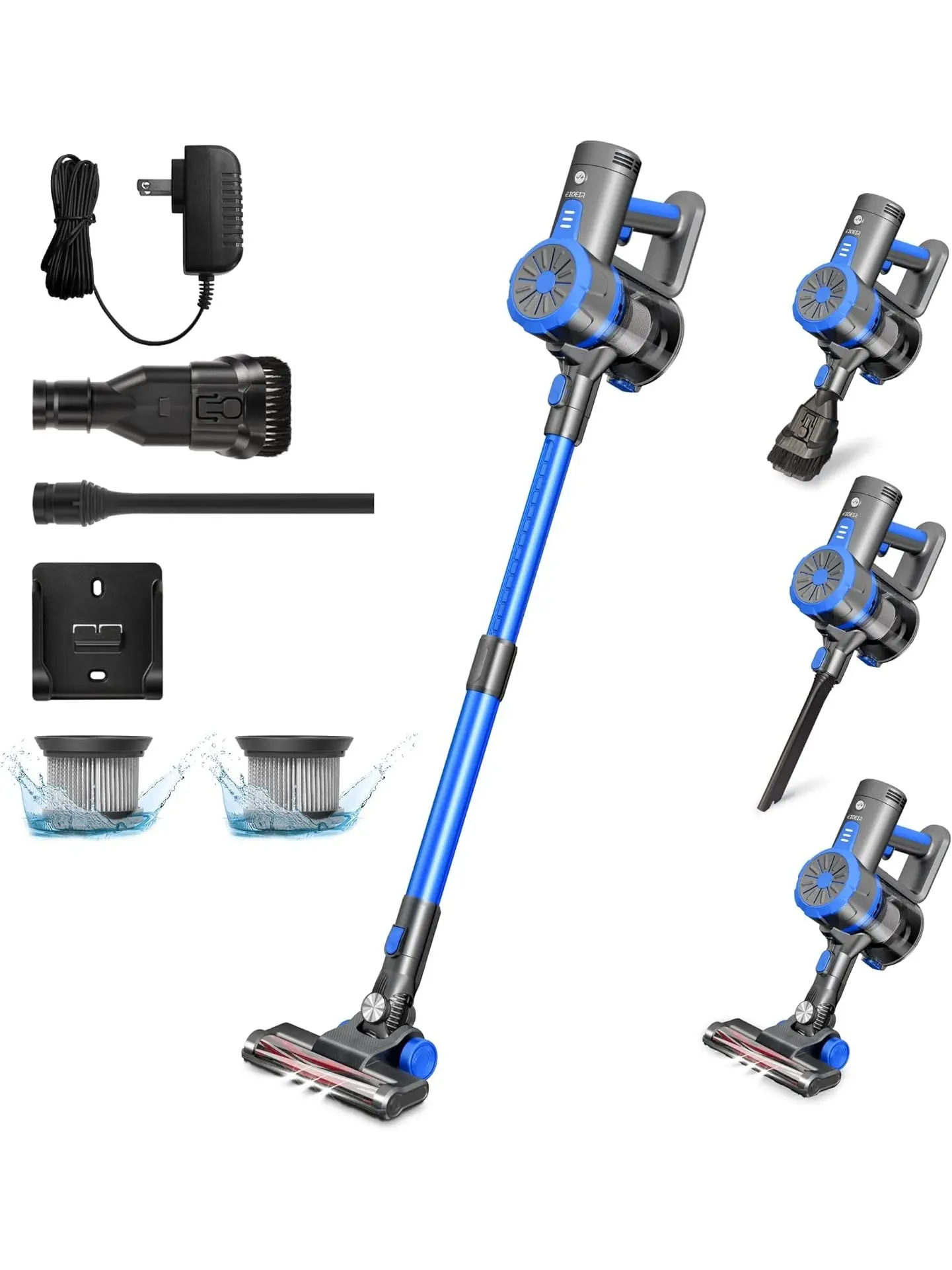 Cordless Stick Vacuum Cleaner, 45 Minutes Run-Time, 4 in 1 Lightweight Stick Vacuum 200W, 3 Power Modes, HEPA Filter for Hardwood Floors, Carpet, Pet Hair, Car (E20 Pro)