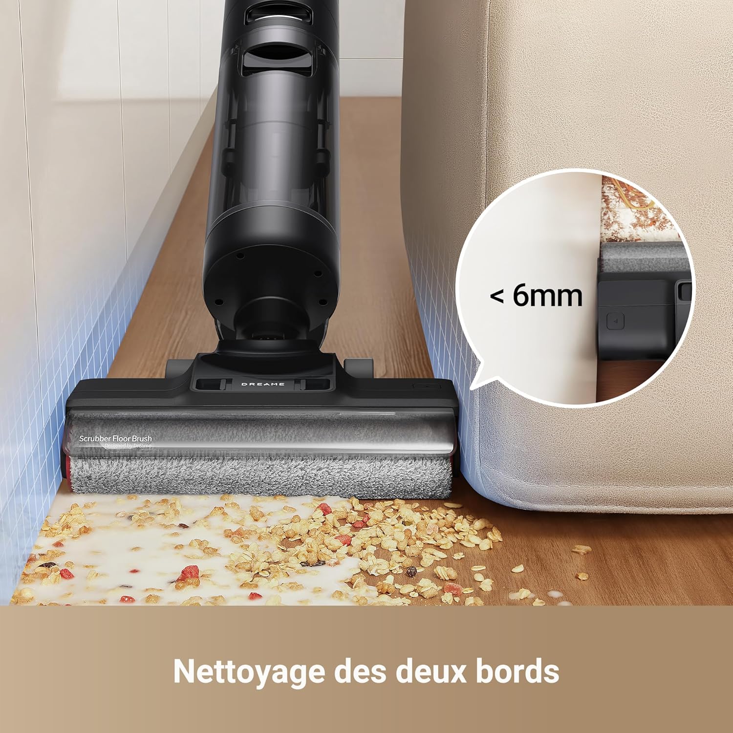 DREAME H12 Pro Ultra Aspirateur Eau et poussière, Lavage 60 °C, Séchage 30 Min, Nettoyage Auto Double Rotation avec Racleur Résistant, Aspiration 16 kPa, Brosse 2 Bords, Détection Intelligents