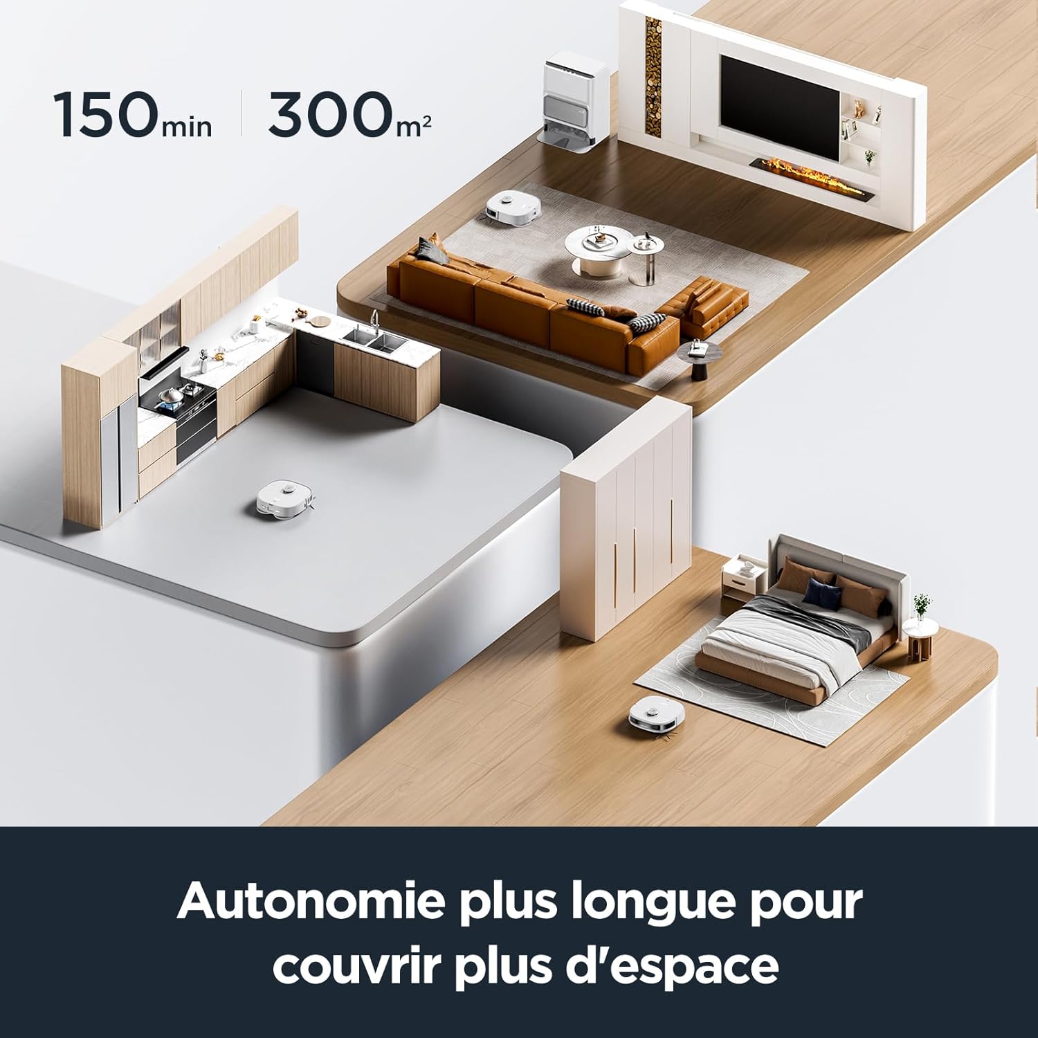 Eureka J12 Ultra Robot Aspirateur Laveur avec Station Automatique de Vidange Lavage Séchage, Aspirateur Robot de 5000Pa, Serpillière Rotative, Double LiDAR Navigation, Évitement d'Obstacle 3D IA