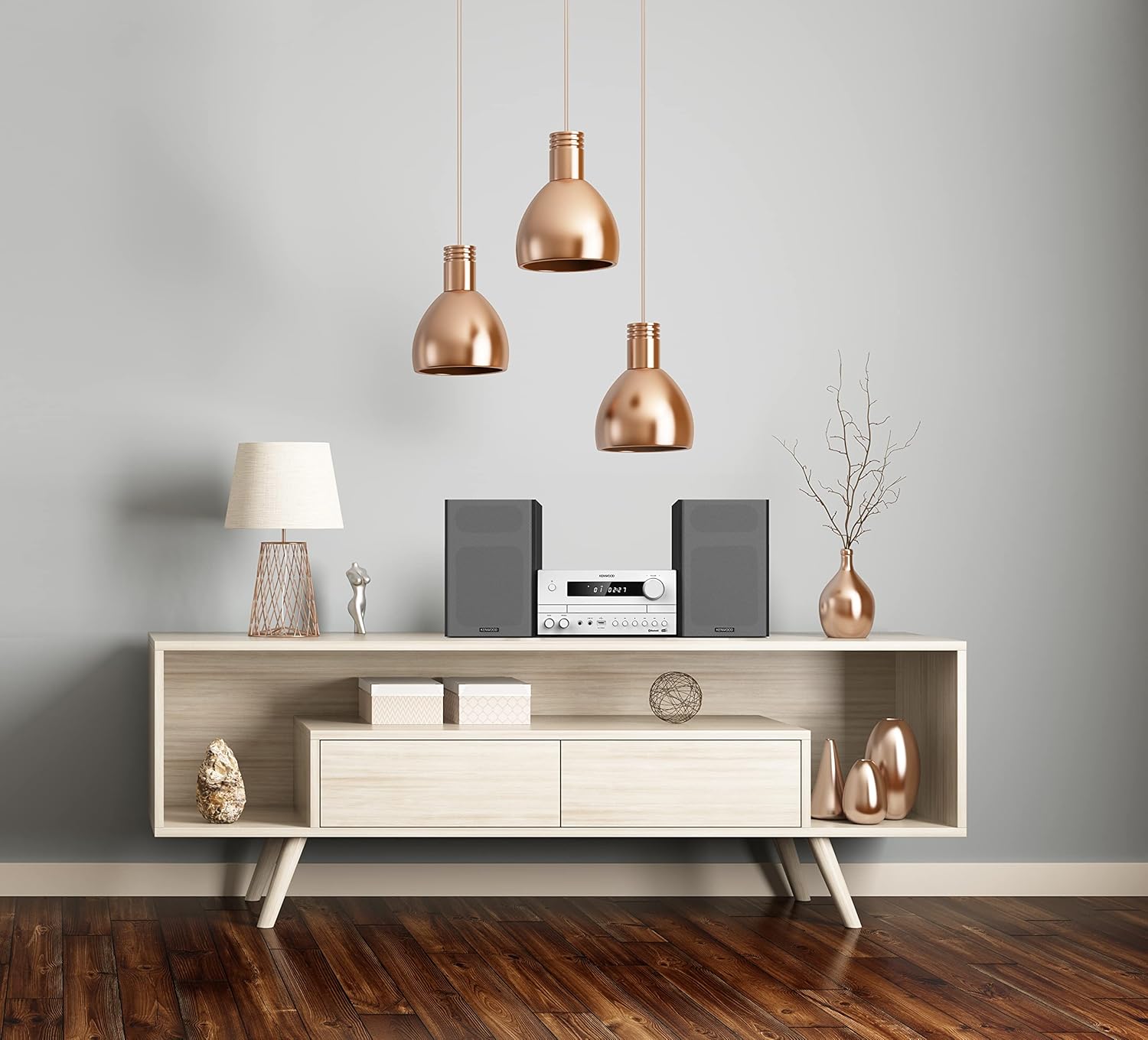 Kenwood M-822DAB Micro-chaîne Hi-FI avec Lecteur CD, USB, FM RDS, Dab+, Bluetooth et Audio-Streaming (Diffusion Audio) 2x50W, Blanc et Gris