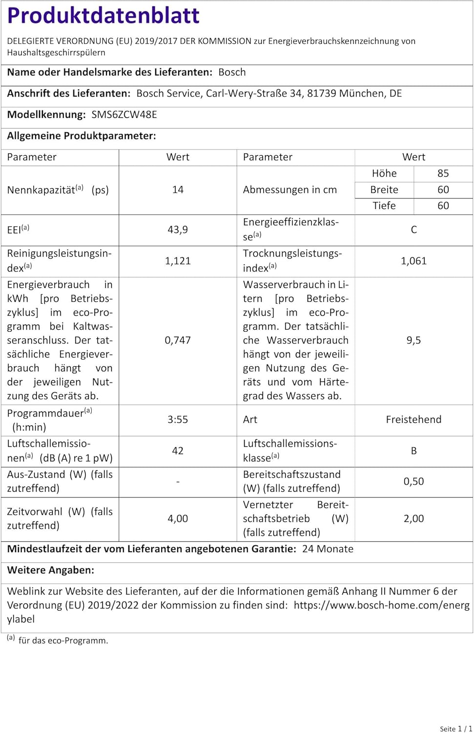 Bosch SMS2ITI12E - Série 2, Lave-vaisselle pose libre - 60cm - Home Connect - 12 couverts - Moteur EcoSilence - Inox