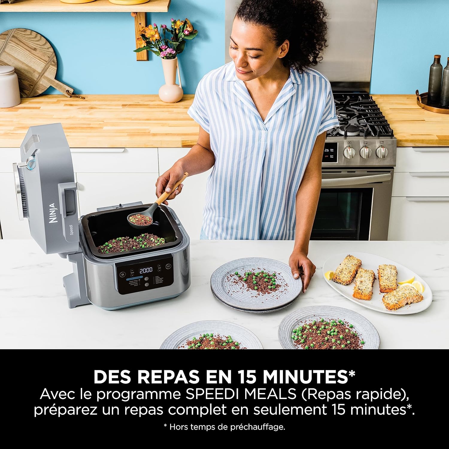 Ninja Combi 12-en-1 Multicuiseur, Four, Autocuiseur et Friteuse sans huile, 12 Fonctions de Cuisson, Repas de Taille Familiale en 15 Minutes, avec Plateau de Cuisson, Guide de Recettes, Gris, SFP700EU