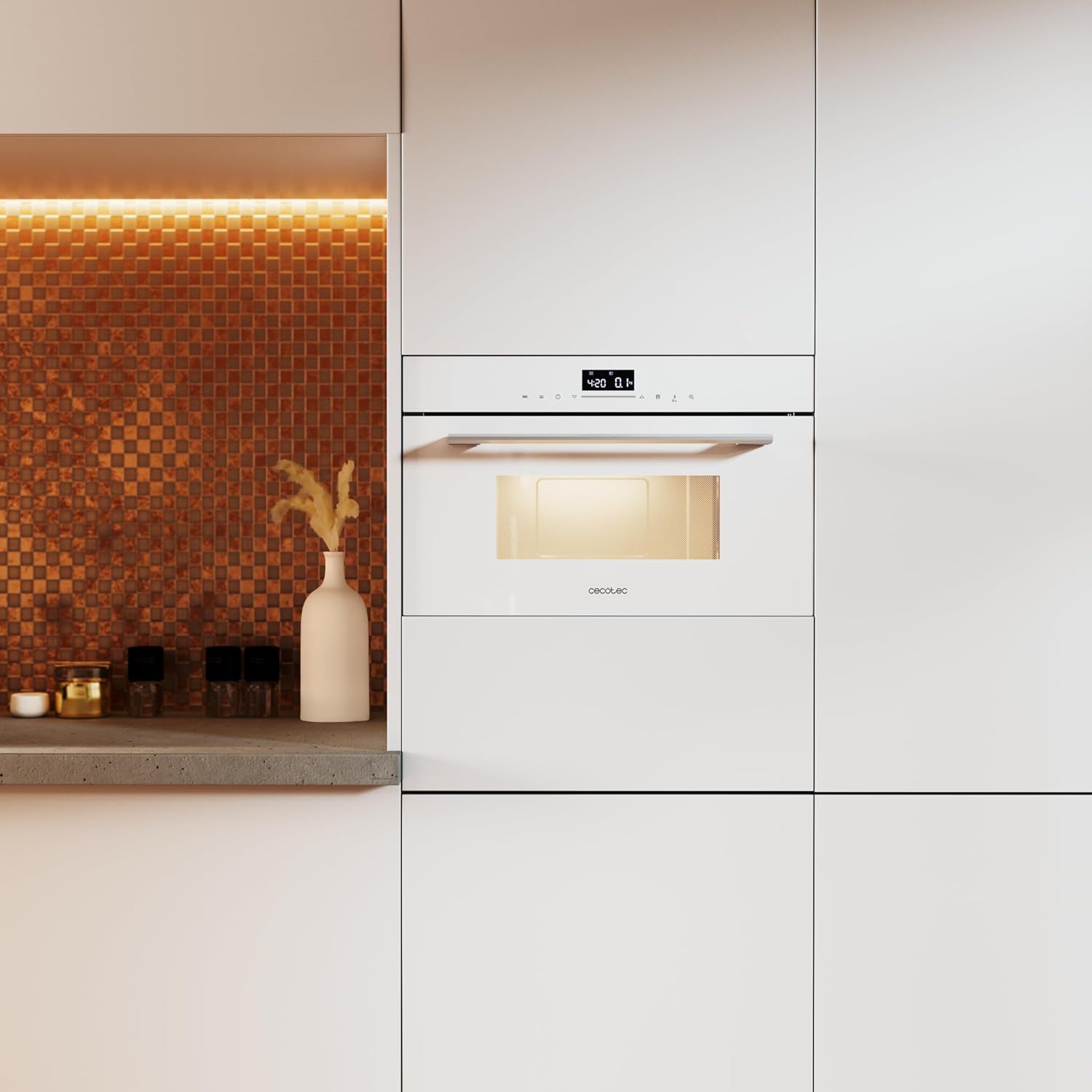 Cecotec Four à micro-ondes encastrable 60x45cm Bolero Hexa MW703800 Glass Grey. 1450W, 34L, fonction micro-ondes, mode grill, décongélation, menu automatique, cuisson rapide, minuterie électronique