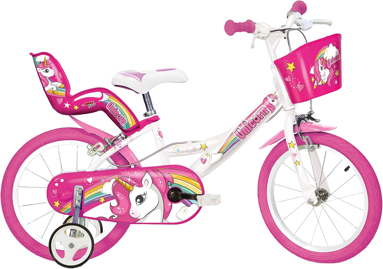 Dino Bikes Unicorn 16 Bicycle Licorne 40,6 Fille, Blanc/Rose, 40,6 cm