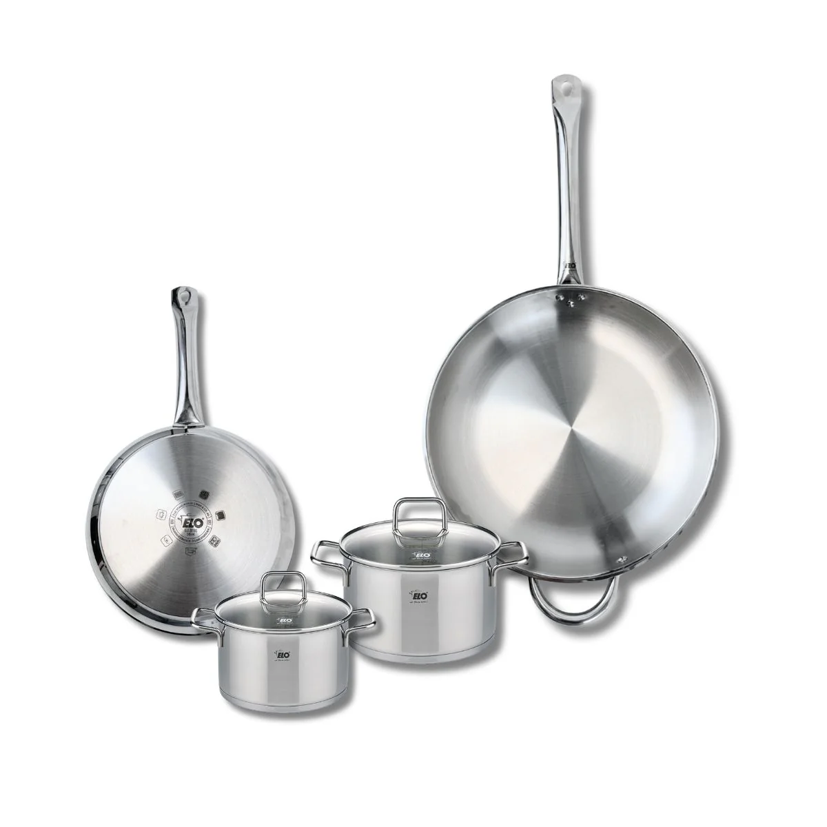 Ensemble de 2 Poêles de cuisson 24 et 32 cm et 2 faitouts 14 et 16 cm Elo Profi Citrin Elo