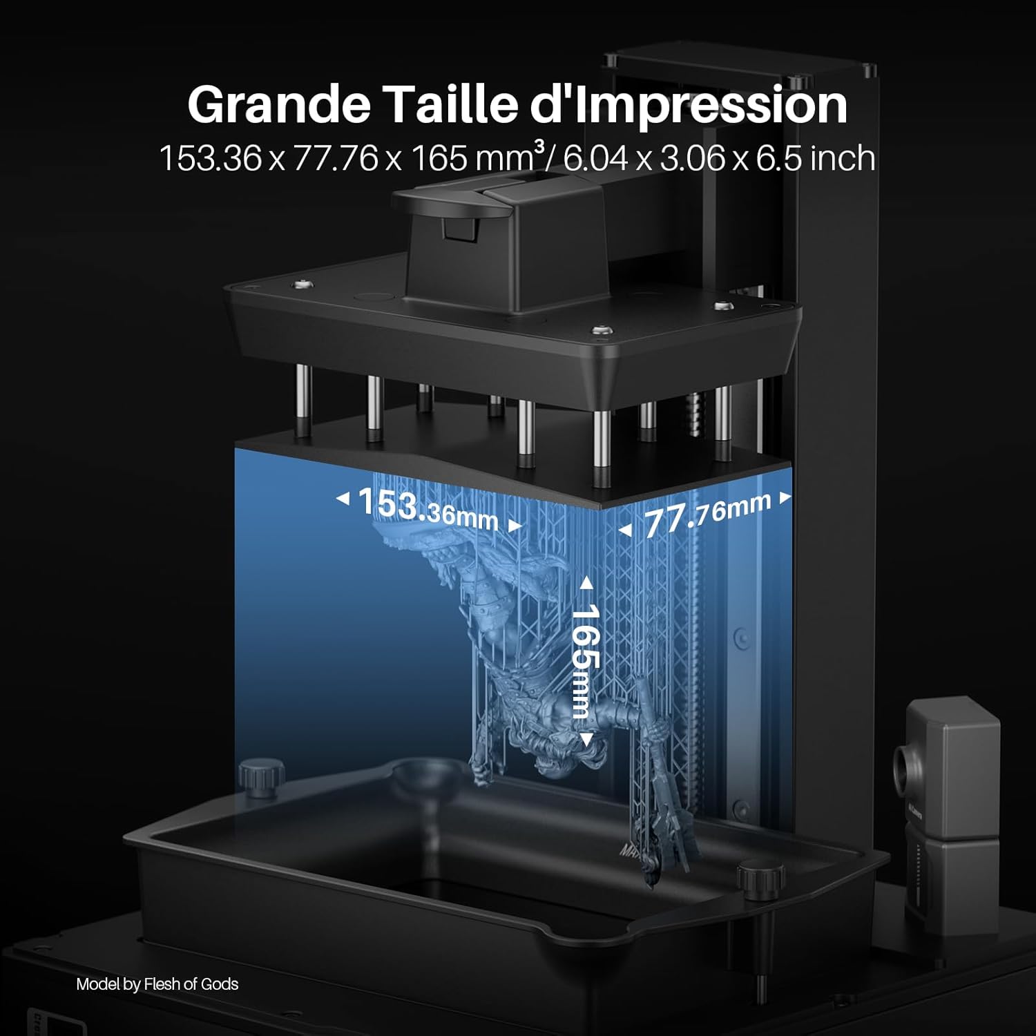 ELEGOO Mars 5 Ultra Imprimante 3D Résine 9K, Impression à Haute Vitesse 150mm/h, Nivellement Automatique, Détection Intelligente, Transfert Wi-Fi, Taille d'Impression 153.36 x 77.76 x 165 mm³
