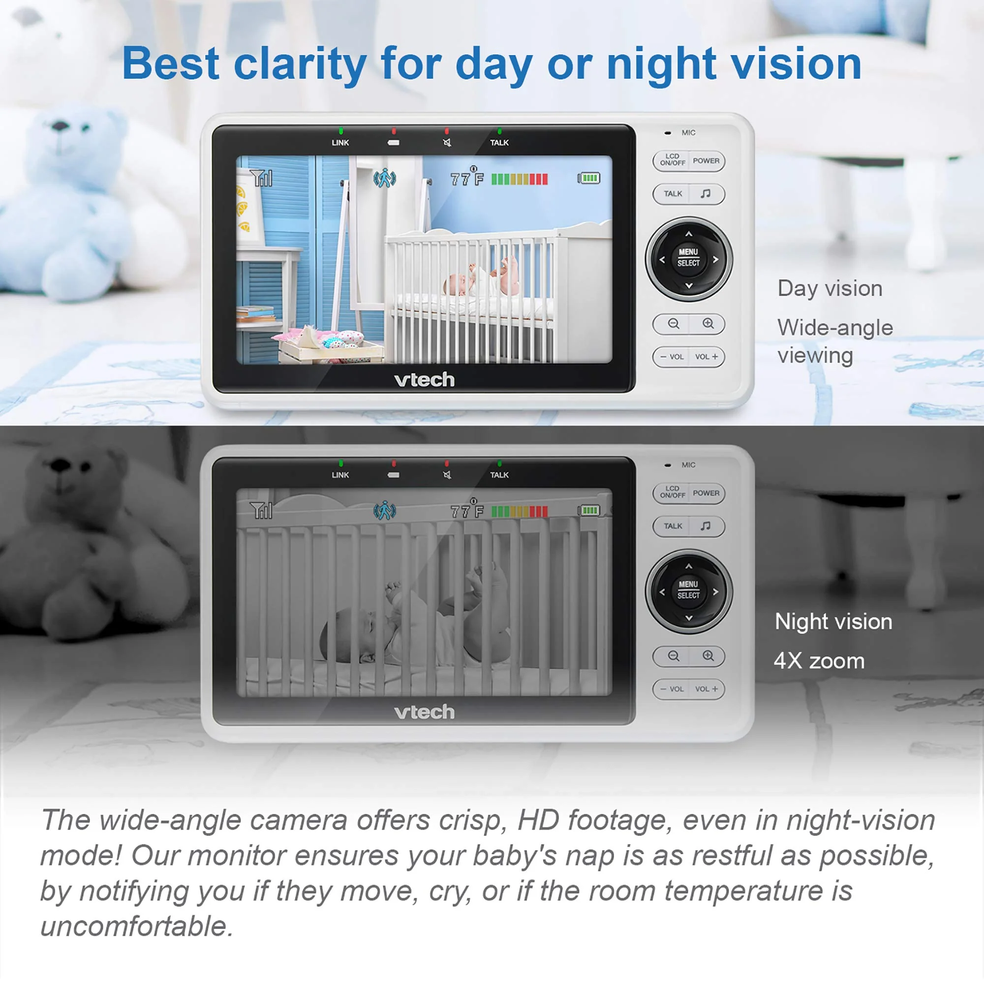 VTech Smart WiFi Baby Monitor, 5-inch 720p Display, 1080p Camera