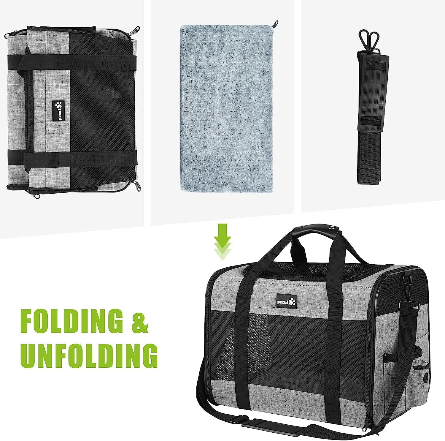 Pecute Sac de Transport pour Animal Domestique, Tissu en Maille Respirant, Convient pour Les Voyages, utilisé pour Chien, Les Chats et Les Chiots de Moins de 6 kg