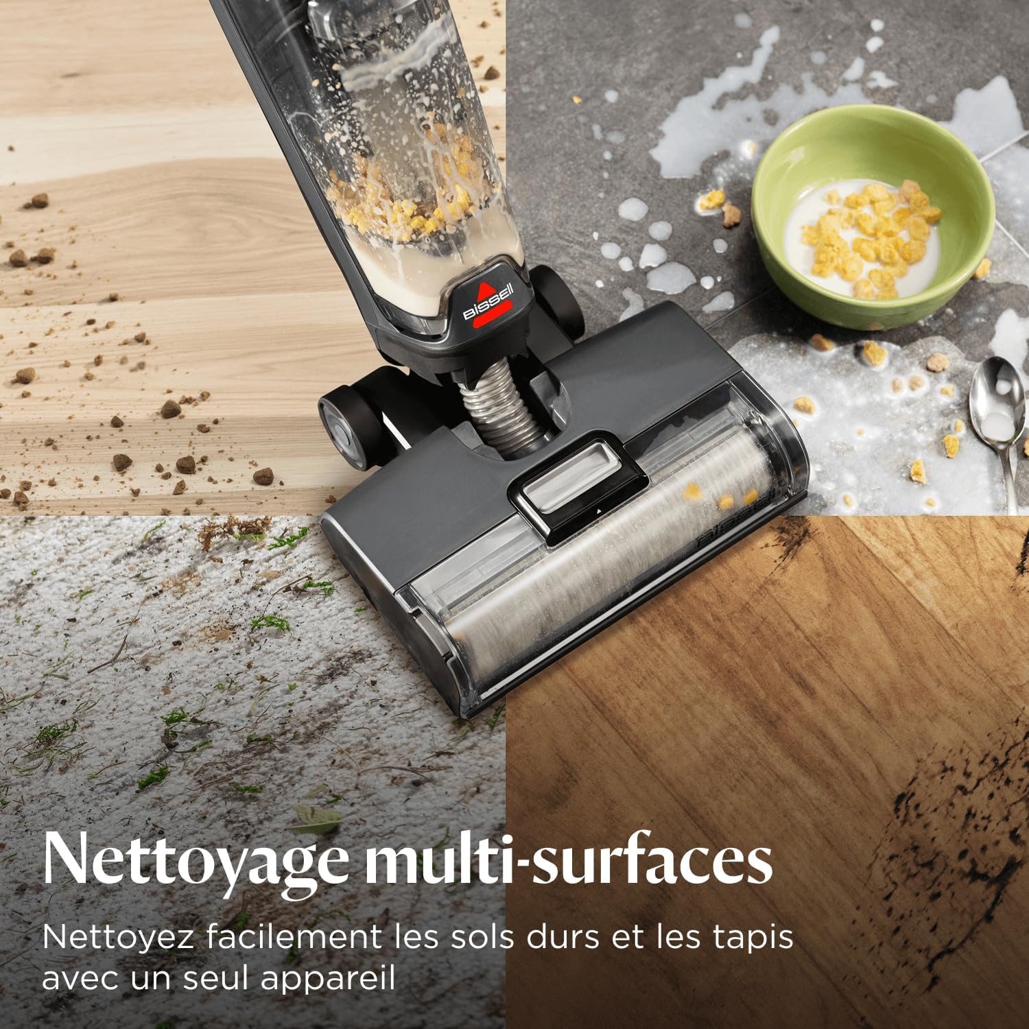 Bissell CrossWave OmniForce, Aspirateur Balai Laveur sans Fil, Aspire & Lave en Même Temps ou Mode Aspiration Uniquement, Nettoyeur Puissant, Nettoyeur a Eau pour Multi-Surfaces, 240m², 3912N