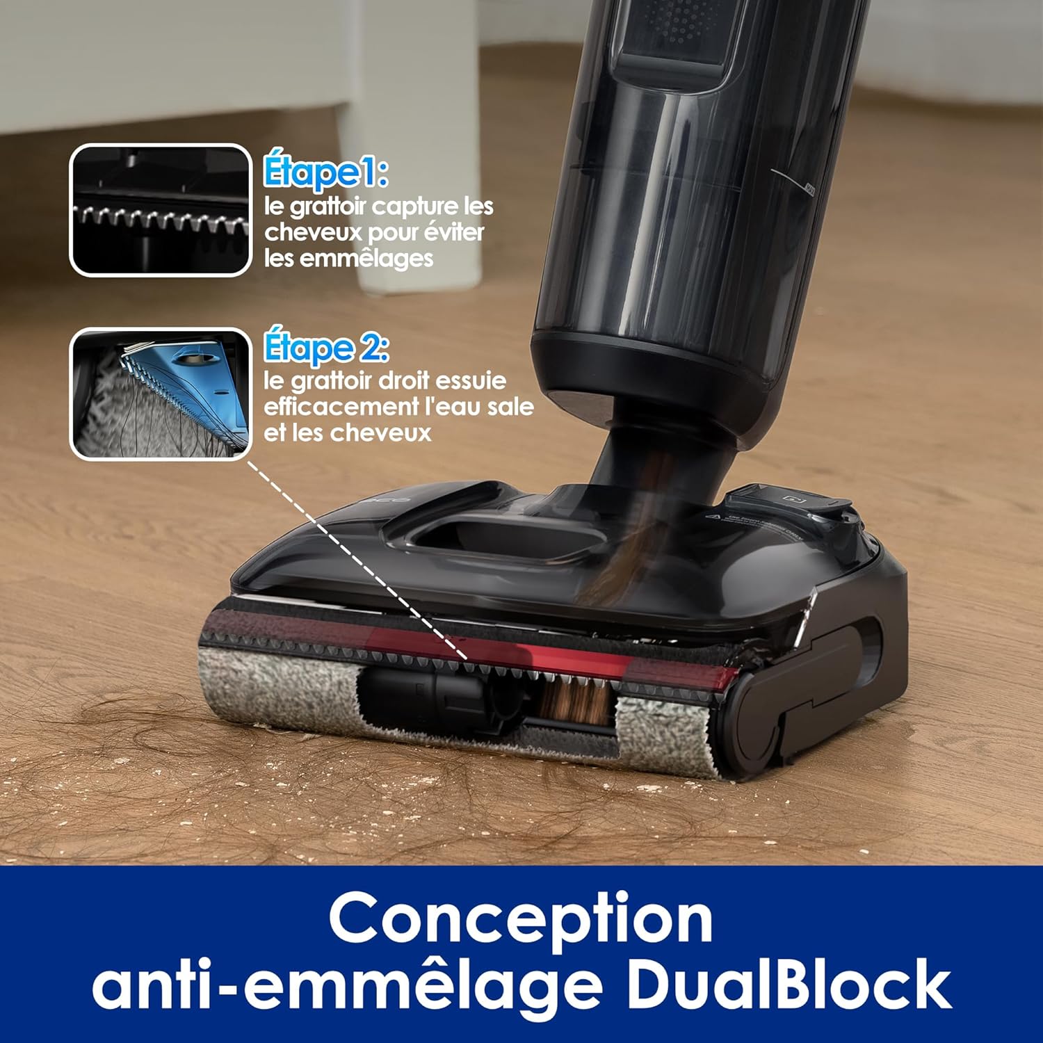 Tineco Floor One S7 Pro/S7 Series Aspirateur Laveur Sec Et Humide Intelligent sans Fil pour Sols Durs, Écran Digital LED, Grande Autonomie, Parfait pour Les Tâches Tenaces et Les Poils d’Animaux