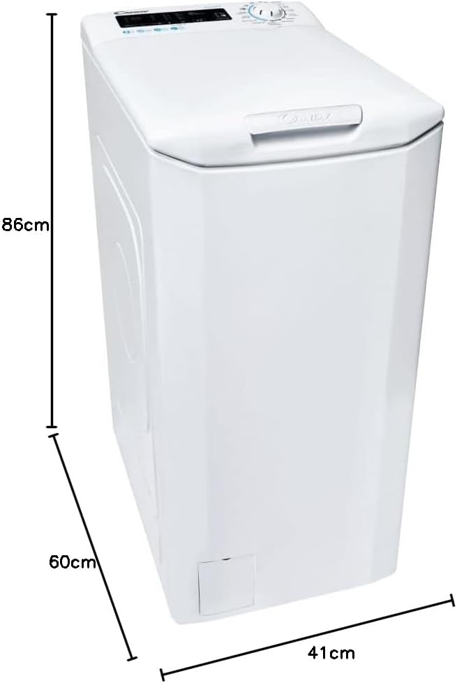 Candy Smart CSTG 28TE/1-11 Machine à laver à charge par le haut, 8 kg, 1200 tours, 17 programmes, connectivité NFC, 41 x 60 x 86 cm, classe F, blanc