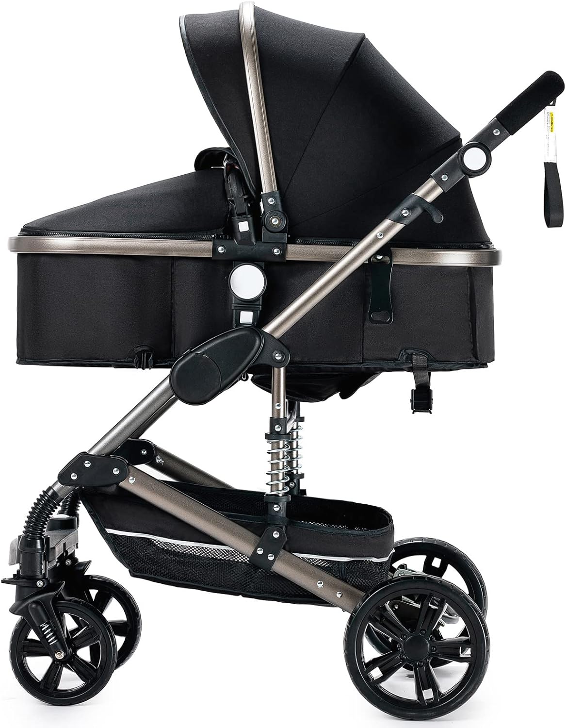 NADDLILY Poussette 3 en 1, Poussette Bebe avec Conception Portable Pliable en Un Clic, Pousette 3 en 1 avec Poussée Réversible Bidirectionnelle, Poussette Canne avec Accessoires (V9 Black)