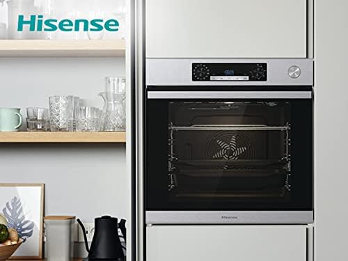 Hisense BSA66226AX Four multifonction - Cavité XXL de 77L, Vapeur + Air Fry, Cuisson simultanée 5 niveaux, Ventilateur XXL, Mode Pizza 300°C, Portes amovibles, Inox, Classe A