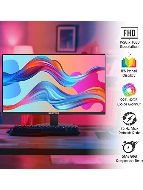 Sceptre IPS 27-Inch Business Computer Monitor 1080p 75Hz with HDMI VGA Build-in Speakers, Machine Black 2020 (E275W-FPT), 27