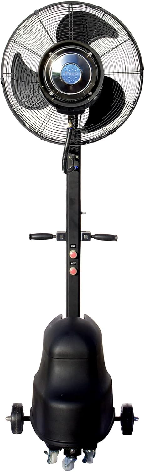 O'FRESH Ventilateur Brumisateur Terrasse Haute Performance pour Extérieur - Ventilateur sur Pied 180 cm + Système de Brumisation - Repousse les moustiques et nuisible volants - Capacité : 80 m²