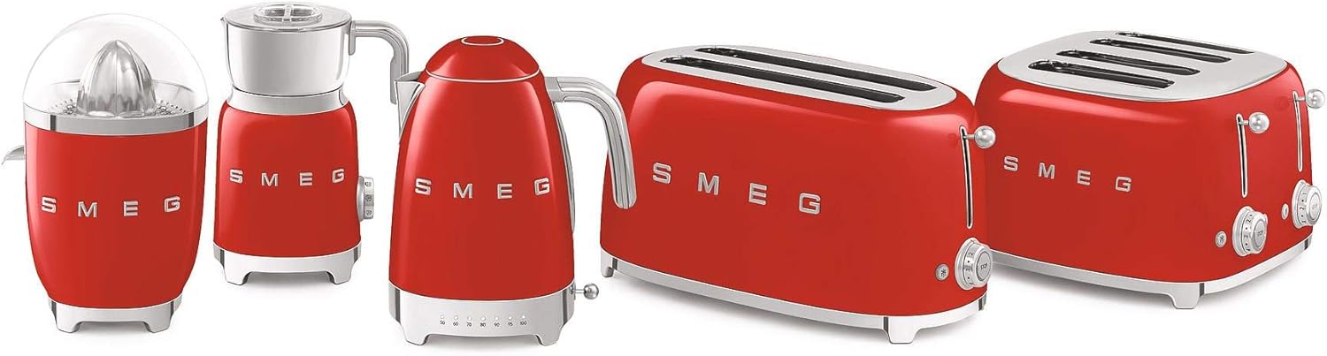 Smeg, Bouilloire à Température Variable KLF04RDEU 1,7 L, Plusieurs Température, Filtre Anticalcaire Lavable, Arrêt Automatique de Sécurité, Indicateur de Niveau d'Eau, Range Câble, 2400W, Rouge