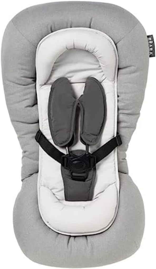 Béaba, Transat Up & Down IV, Transat Réglable en Hauteur, Unisexe pour Bébé et Enfants, 3 Positions d'Inclinaison, Harnais Sécurité 5 Points, Réducteur de Naissance, Gris minéral et miel