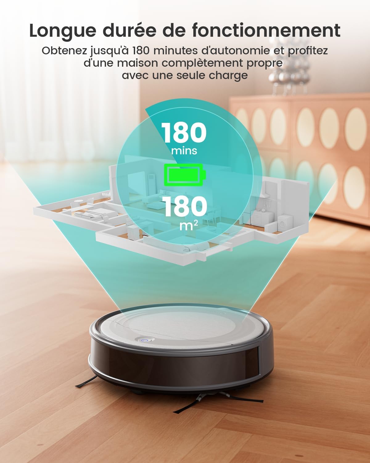 Lefant Aspirateur Robot, Robot Aspirateur 4500Pa Puissance d'Aspiration, Évitement Précis des Obstacles, Anti-Enchevêtrement Idéal pour Les Poils d'animaux, Cheveux et Sols Durs,Contrôle par App/Alexa