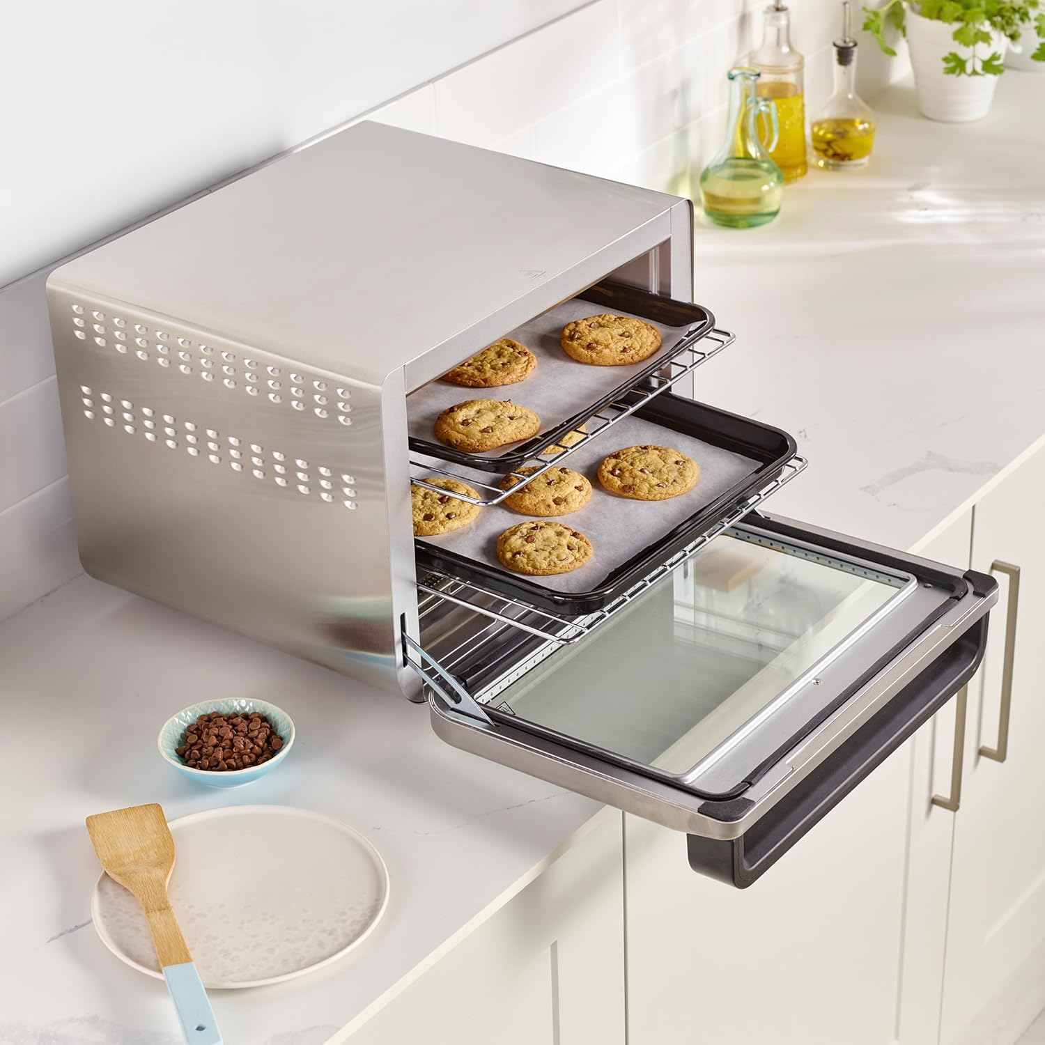 Ninja Foodi Four Multifonction 10-en-1, mini-four portable, surfaces de travail, four multifonction avec 10 fonctions de cuisson; Air Fry, Roast, Grill, Bake and more, Silver/Black DT200EU