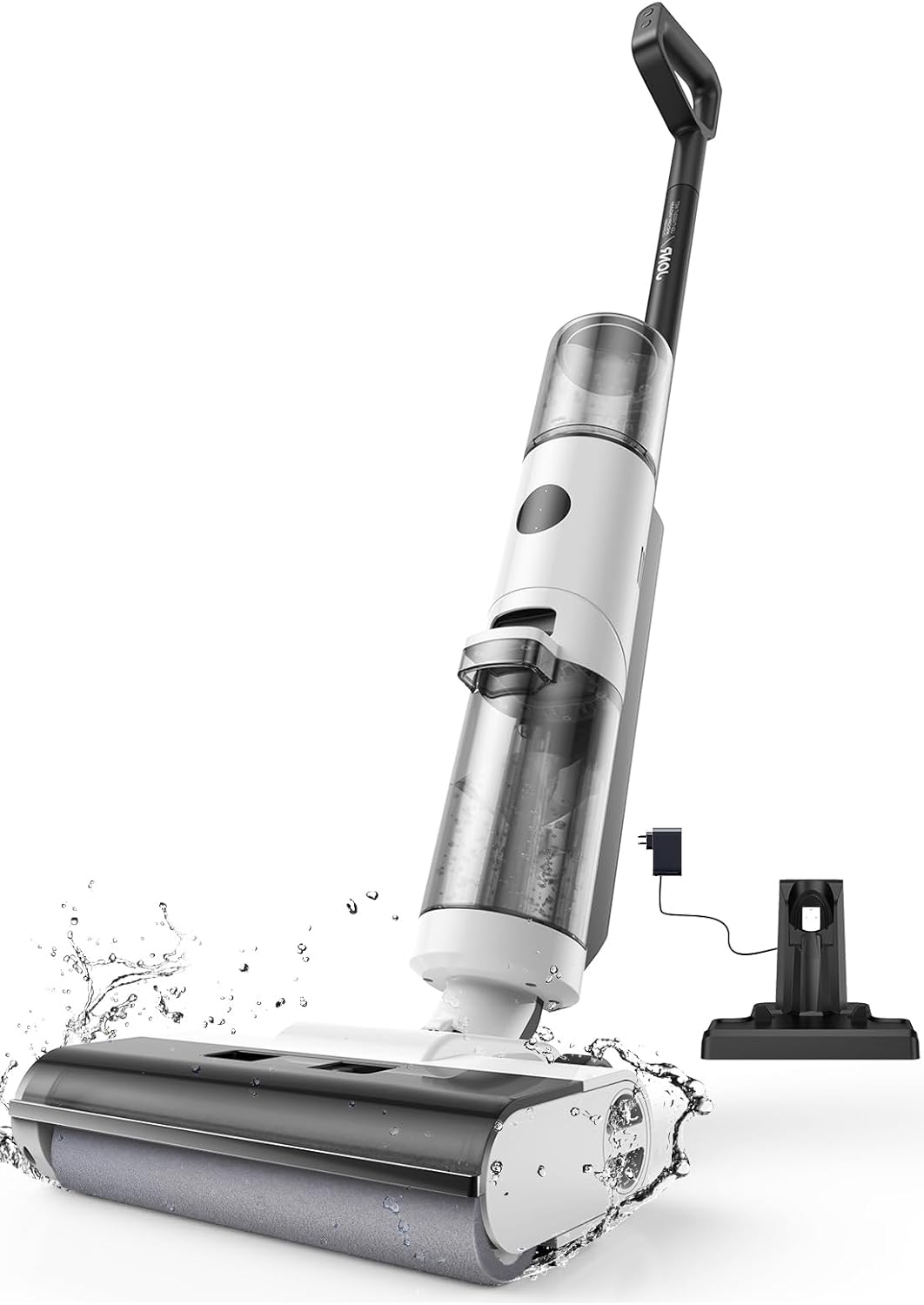 JONR ED12 Aspirateur Eau et Poussière, Aspirateur et Balai à Franges sans Fil 4 en 1, Brosse Rouleau de Nettoyage des Bords, Fonction d’Auto-Nettoyage, pour Sols Durs, Poils d'animaux