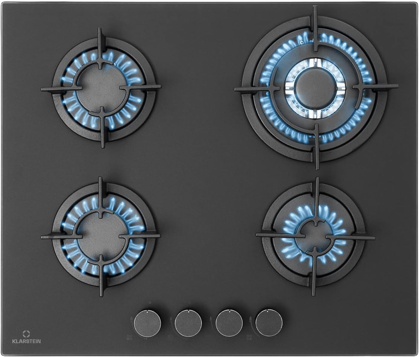 Klarstein Table de Cuisson à Gaz, Plaque de Cuisson Gaz à 4 Brûleurs, Table de Cuisson Electrique à 4 Feux de 8000W, Cuisiniere Gaz, Gaziniere Gaz avec Brûleurs en Acier Inoxydable, Cuisinières GPL