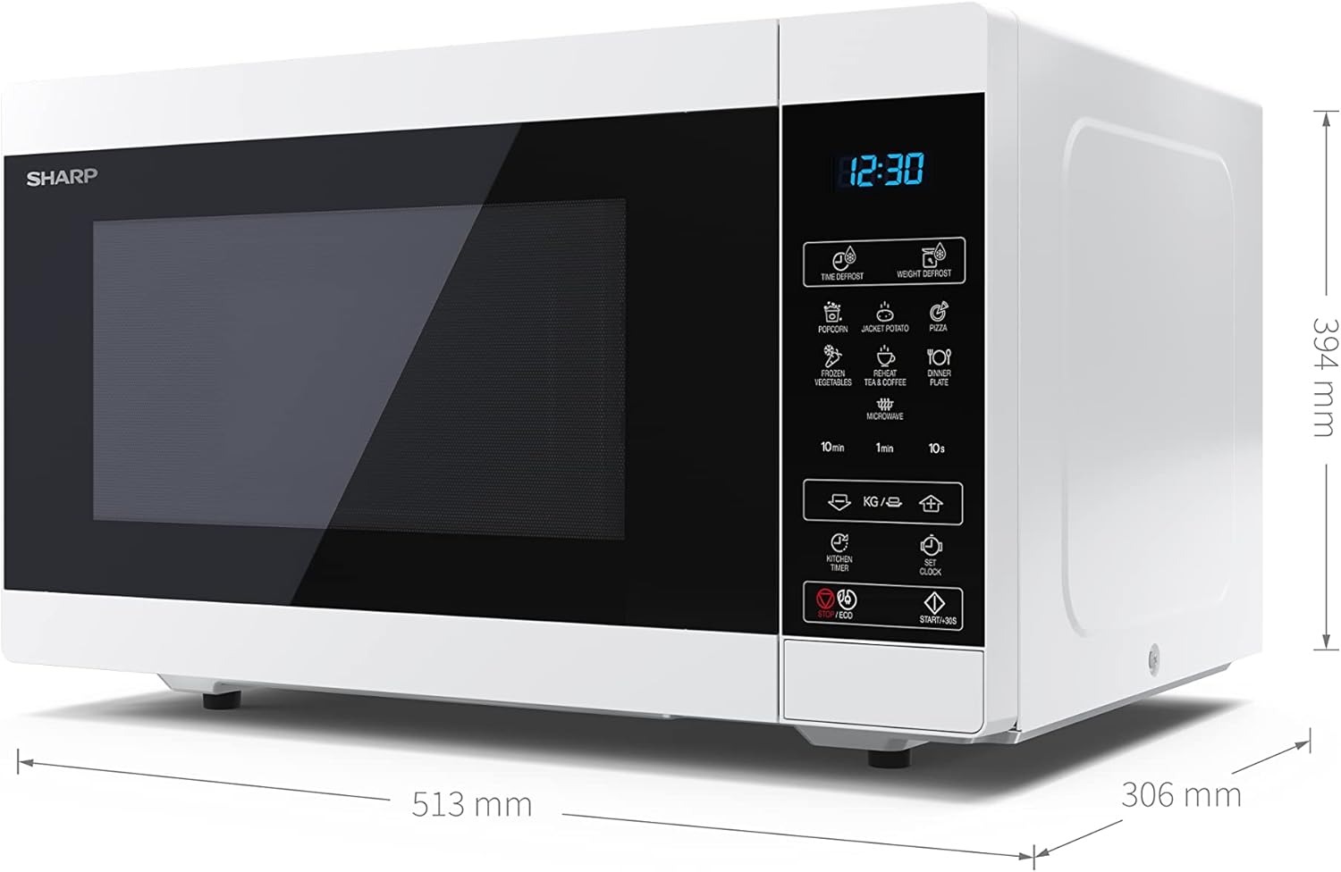 Sharp YC-MS51EB Micro-ondes sans grill de 25 litres, contrôle numérique, micro-ondes: 900 W, 5 niveaux de puissance micro-ondes, plaque tournante, serrure enfant, fonction ECO, couleur noire.