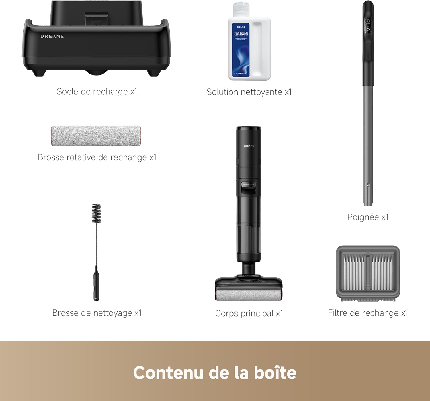 DREAME H12 Pro Ultra Aspirateur Eau et poussière, Lavage 60 °C, Séchage 30 Min, Nettoyage Auto Double Rotation avec Racleur Résistant, Aspiration 16 kPa, Brosse 2 Bords, Détection Intelligents
