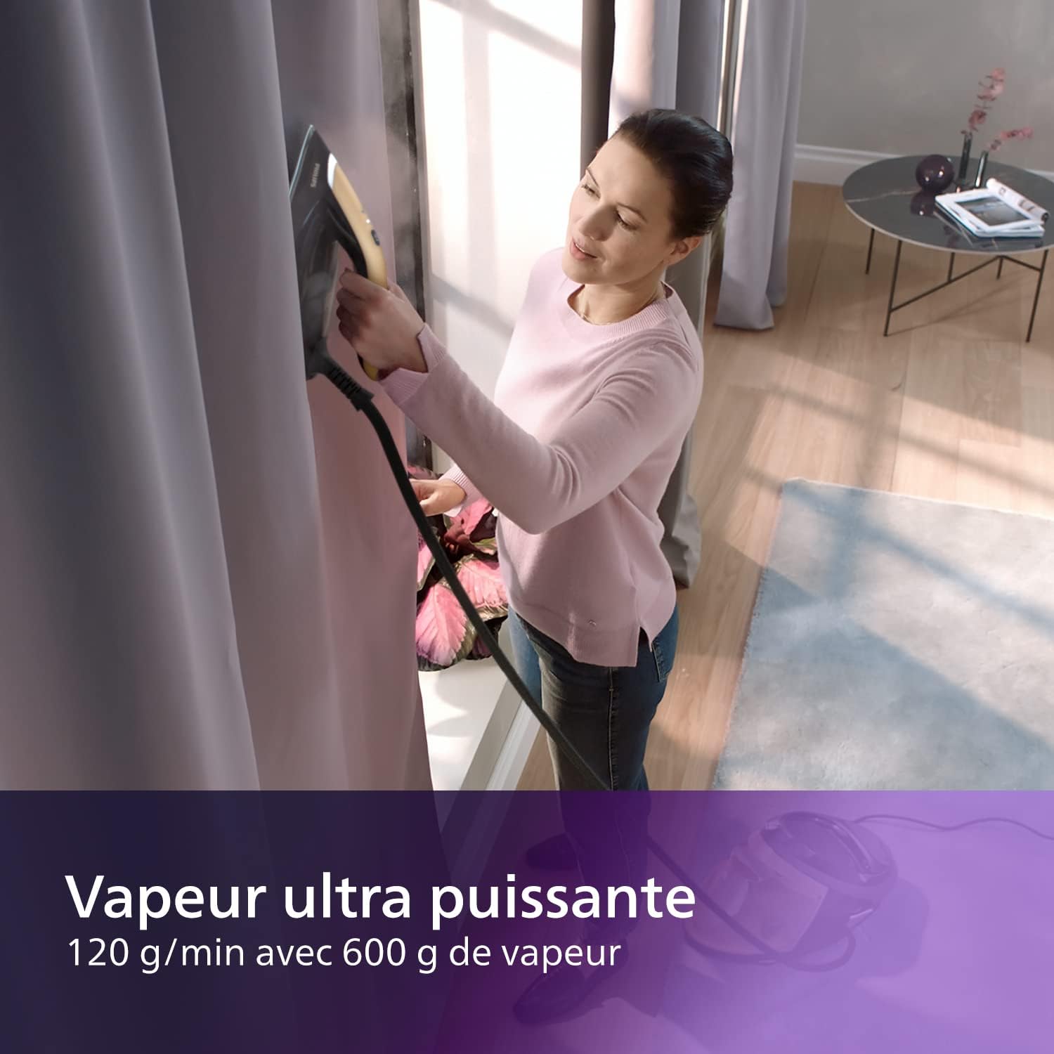 Philips Domestic Appliances PerfectCare Série 8000 PSG8140/80 Centrale Vapeur, sans réglage, Vapeur Automatique, 8,5 Bar, Effet Pressing jusqu'à 700g Noir/Or