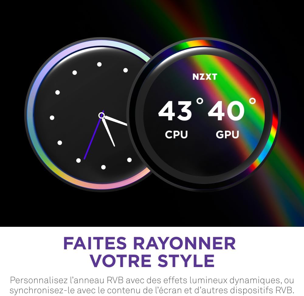 NZXT Kraken Elite 280 RGB - Refroidisseur de liquide CPU AIO - Radiateur 280mm - Ventilateur F280 RGB - IPS LCD 2,72 personnalisable - Turbine Pump - LGA 1700 1200 115X 1851 / AM5 AM4 - Noir