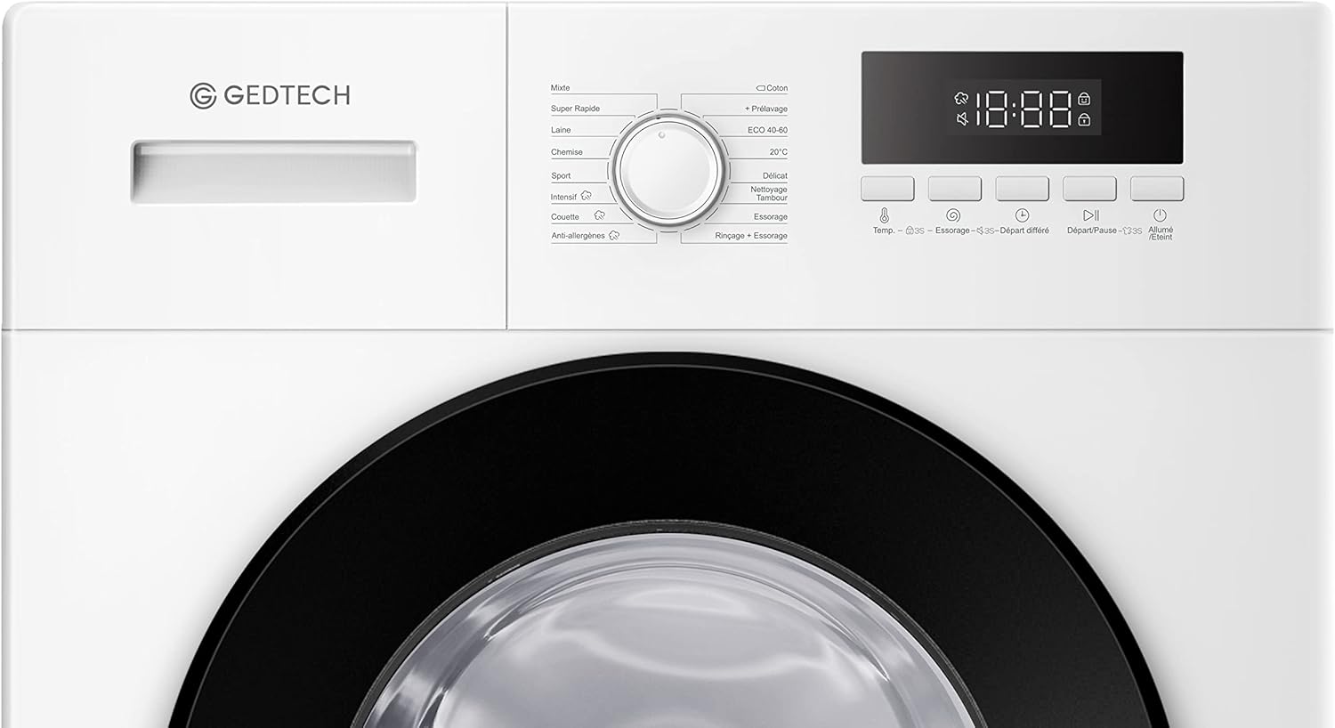Lave-linge frontal GEDTECH GLL71200WH - 7 Kgs - 1400 tr/mn - 16 programmes - Eco - Intensif - Rapide – Très Faible conso