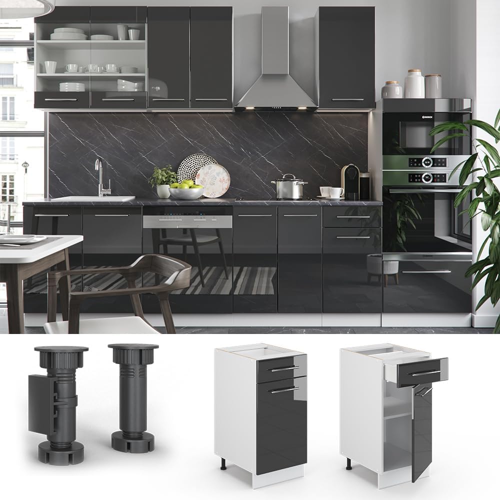 Vicco Meuble pour Four Fame-Line, Blanc Haute Brillance/Blanc, 60 cm avec étagères Ouvertes