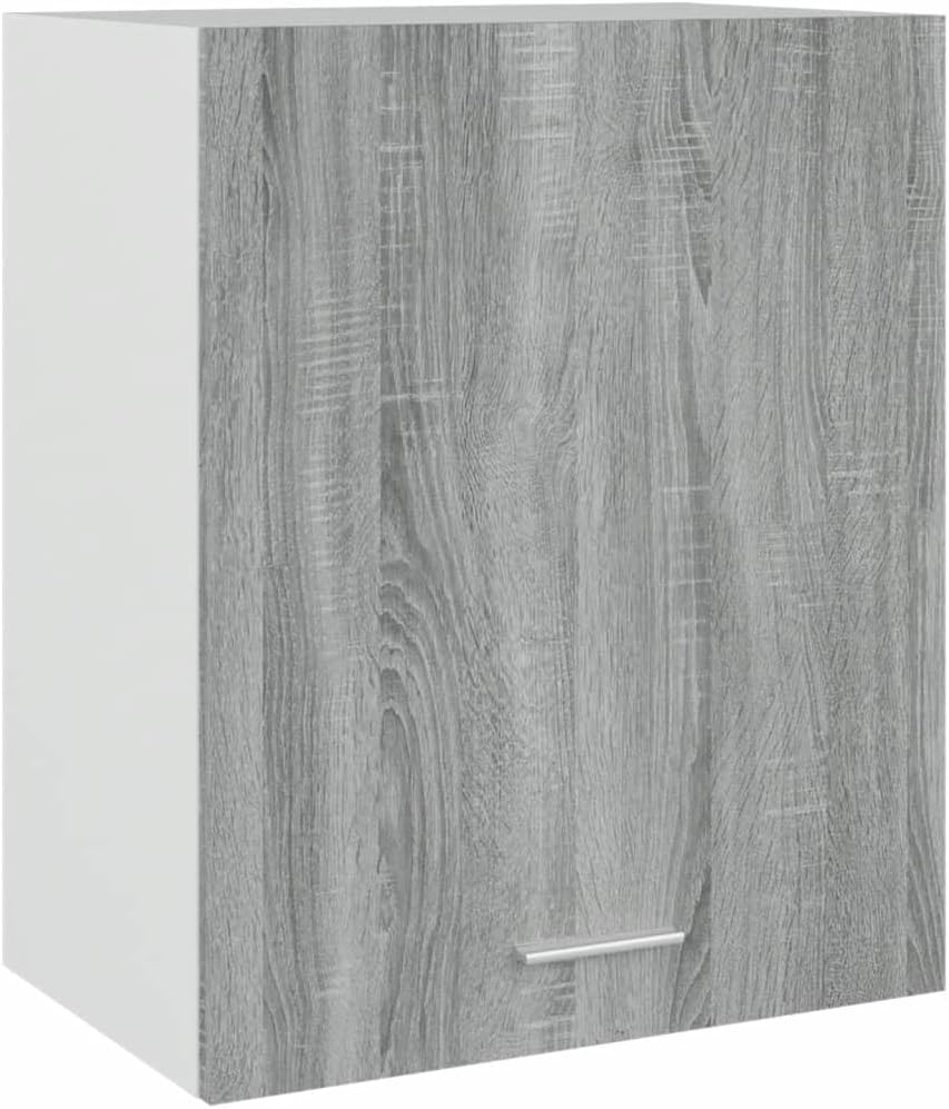vidaXL Armoire à Micro-Ondes Placard Armoire de Rangement Meubles de Cuisine avec 4 Etagères Intérieur Maison Gris Béton 60x57x207 cm Aggloméré