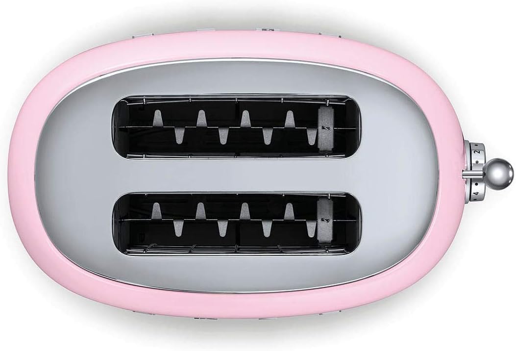 Smeg TSF01PKUK Grille-pain (2 tranches, rose, acier, boutons, rotatif, 950 W, 220-240 V)