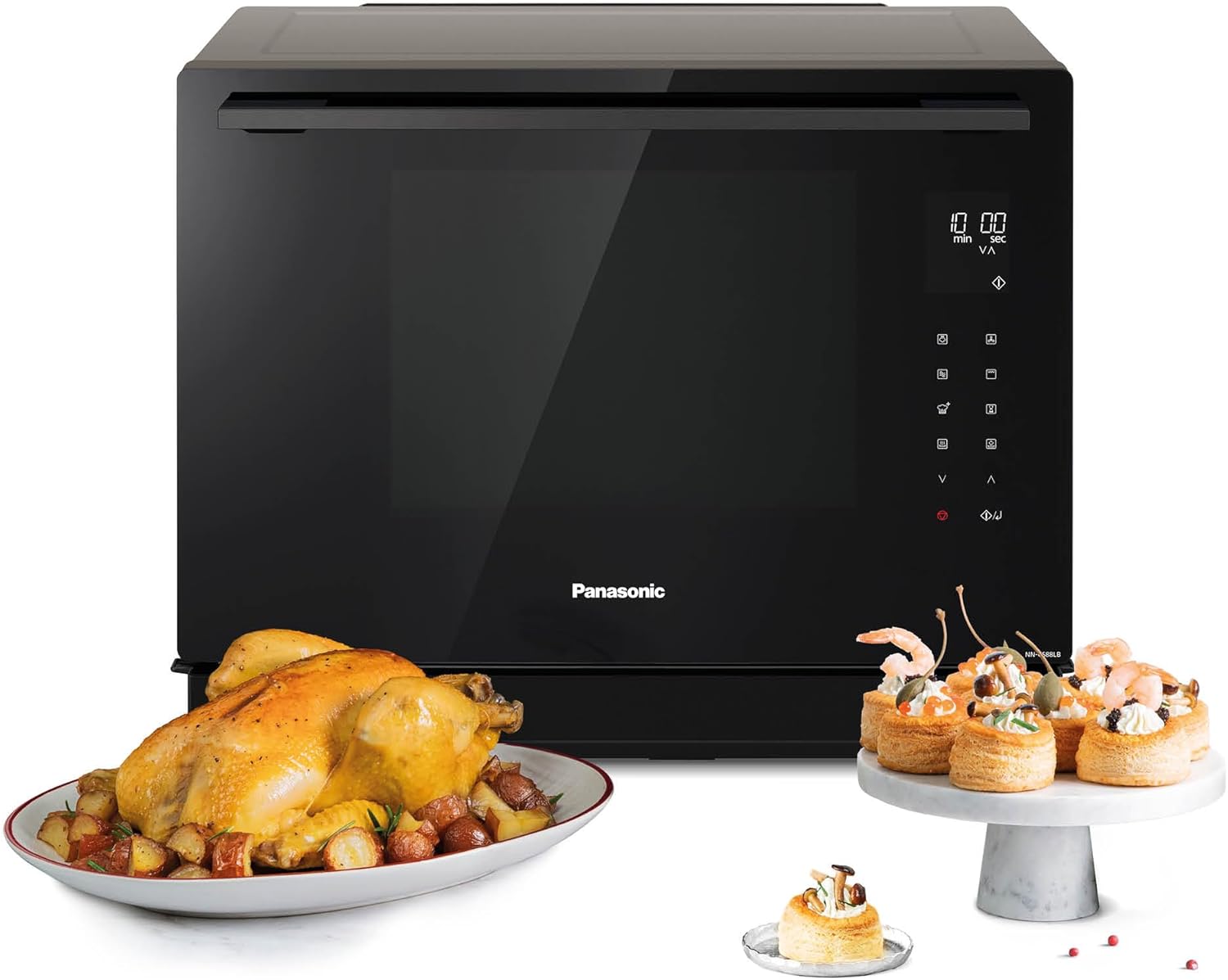 Panasonic NN-DS59NMETG Four à micro-Ondes Combiné 4-en-1 avec Gril, 27 Litres, 1000W, Cuisson à Deux niveaux, Capteur Genius, 32 Programmes Automatiques, Plateau Gril, Nettoyage Facile, Noir